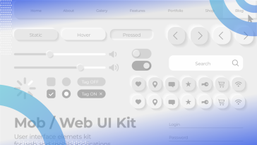 user interface kit of buttons and switches
