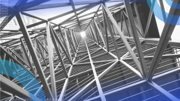camera shot of the inside of a tower structure looking upward