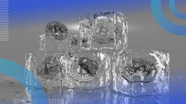 Bitcoins frozen in ice cubes