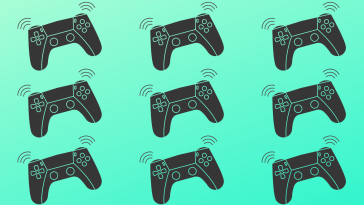 digital art of video game controllers vibrating