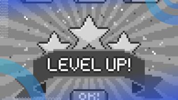A video game-style screen that says "Level up!"