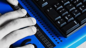 hands on braille keyboard