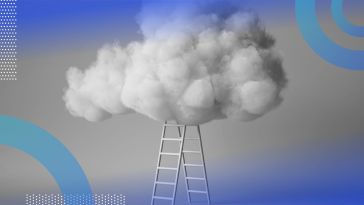 ladder going up into clouds concept for a career ladder