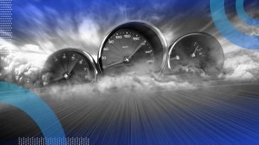 Speedometers on a horizon illustration