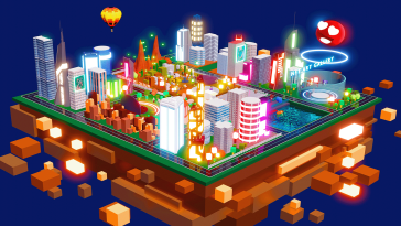 A city created in the metaverse filled with metaverse companies. 