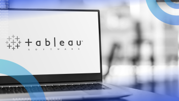 Tableau image of a laptop showing the Tableau logo