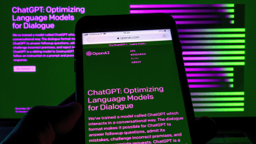 The ChatGPT website displayed on a mobile device and desktop computer.
