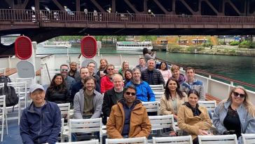 A group of Zoro employees on a Chicago boat tour.