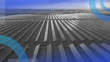 Rows of solar panels in a field