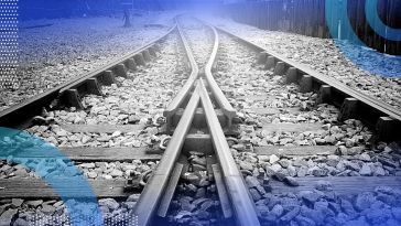 Railroad tracks merging to represent merging lists