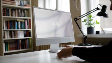 Shutterstock photo of computer screen that reads "hello"