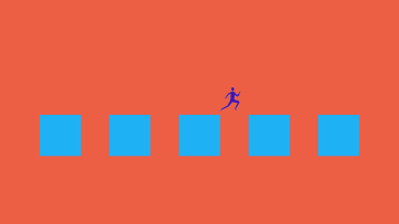An illustration of a person jumping from one block to another, similar to the way some employees jump from job to job.