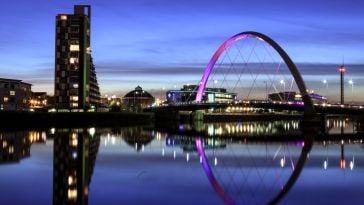 Glasgow skyline at night.
