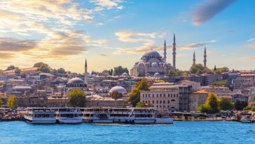 View of Istanbul, Turkey from the water.