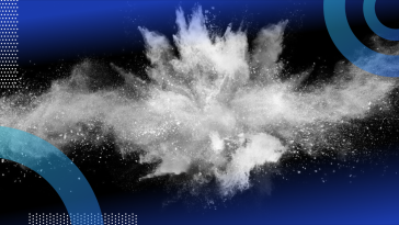 An explosion of powder over a black background.