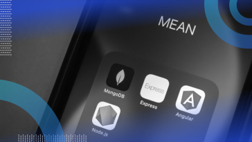 A close-up of a smart phone with a folder labeled MEAN containing apps titled MongoDB, Express, Angular and Node.js.