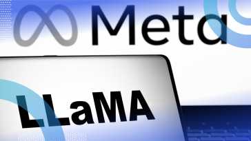 This photo shows the logos of Meta and Llama. 