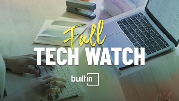 A photo of hands typing on a laptop keyboard with the words Fall Tech Watch overlaid on top.