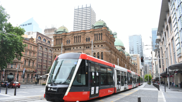 Street view of the light train in Sydney