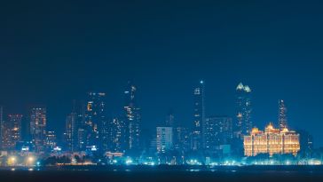 Mumbai skyline at night.