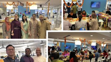 Various photos of the Diwali celebration at Intelsat’s Chicago office. 