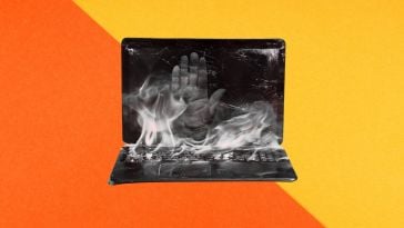 a laptop burning