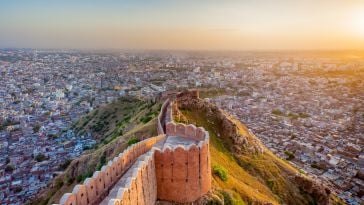 An aerial view of Nahargarh Fort in Jaipur.