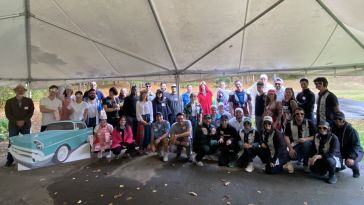 The 3Play Media team poses for a group photo at an outdoor gathering.