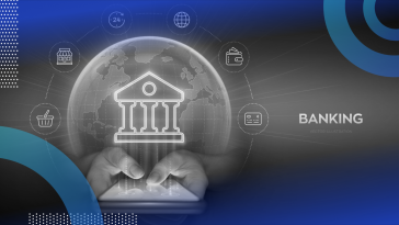 Someone on a smartphone with a holographic image of a bank over it.