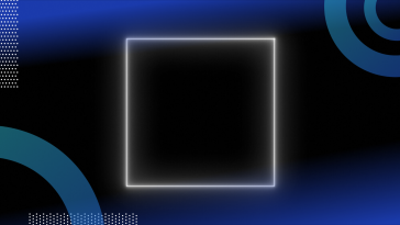 The outline of a neon square on a black background.