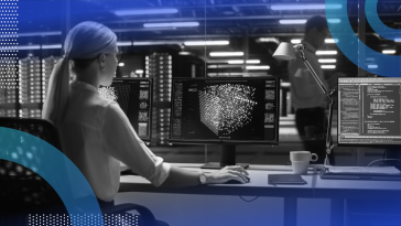 Data scientist working with big data on computer