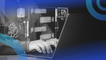 Developer using generative ai on laptop