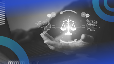 AI with justice scales illustration