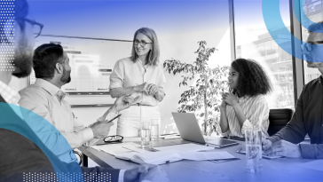 Company brainstorming session in boardroom