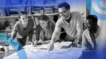 Marketing team reviewing strategy during a meeting