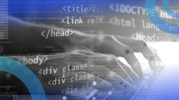 A developer types with a code overlay