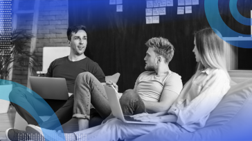 Agile software development team brainstorming