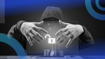 Hacker accessing a crypto account on a laptop concept