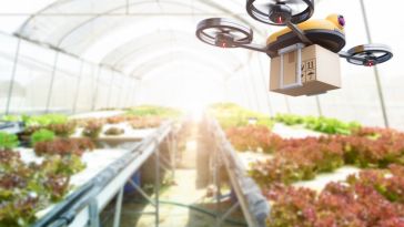 Agricultural drone at work