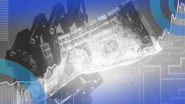 A robotic hand holds a $1 bill