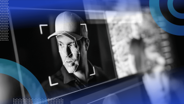 A facial recognition system scans a deepfake image
