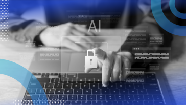cybersecurity analyst working with AI overlay