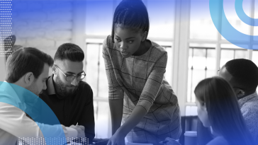 Middle manager working with team