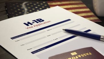 A photo of a H-1B visa application.