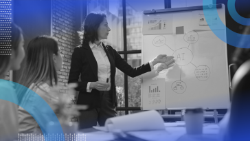 Executive discussing AI strategy to employees