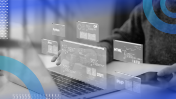 Developer navigating tools on laptop