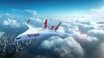A Natilus plane with SpiceJet's branding is pictured.