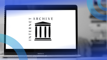 The Internet Archive logo on a laptop