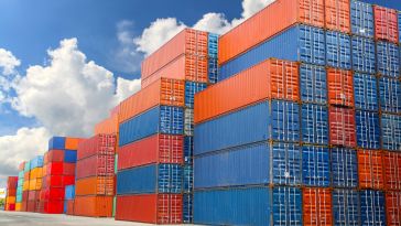 A pile of shipping crates