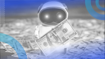A robot holds a $100 bill